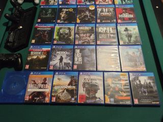 Consola PS4 + Cargador Mandos + Lote Juegos