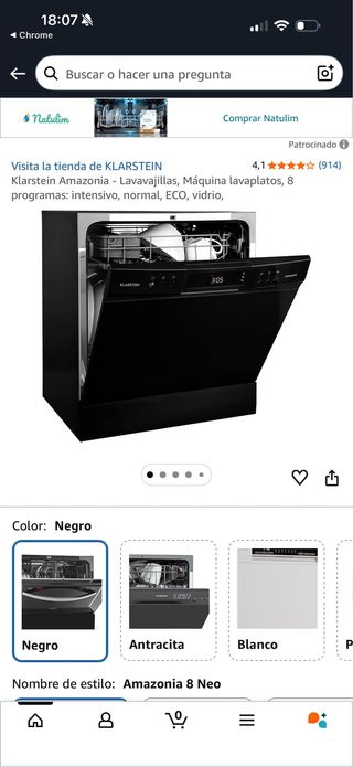 Lavavajillas Klarstein Amazonia 8 Negro