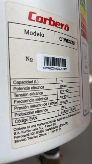 Calentador de agua Corberó 73L