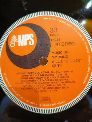 Vinilo Willie The Lion Smith - Music On My Mind