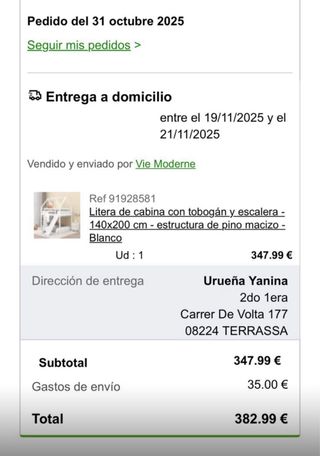 Litera infantil con tobogán 140x200