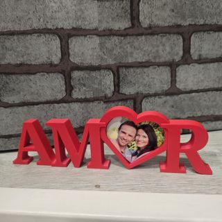 Cartel decorativo AMOR con marco para foto