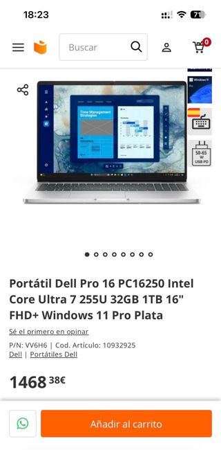 Portátil Dell Pro 16” Nuevo a Estrenar +ProSupport
