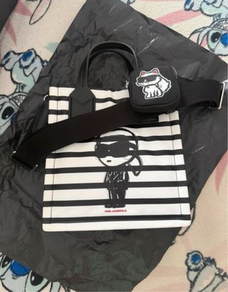 Bolso Karl Lagerfeld Rayas Blanco y Negro