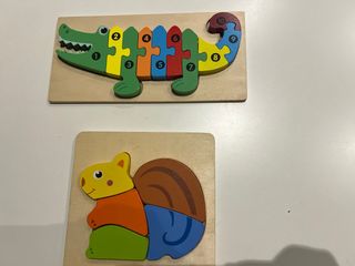 Puzzles Madera Cocodrilo y Ardilla