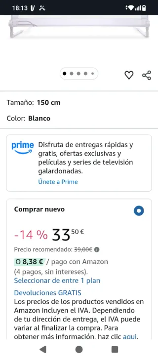 Barrera Cama Asalvo 150 cm Blanco