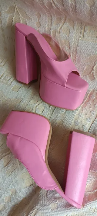 Mules Plataforma Tacón Grueso 15cm