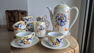 Juego de café antiguo de porcelana – estilo Art Dé