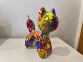 Escultura Gato Pop Art Multicolor - NOVO