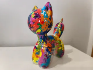 Escultura Gato Pop Art Multicolor - NOVO