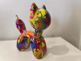 Escultura Gato Pop Art Multicolor - NOVO