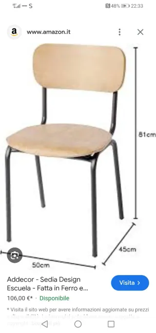 Coppia sedie robuste metallo e legno