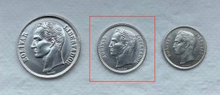 ºoO 50 céntimos 1954 - plata - Venezuela