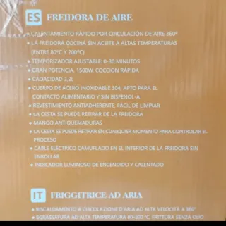 Freidora de Aire Aigostar 3.2L 1500W