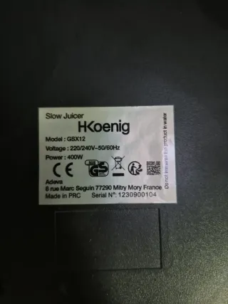 Licuadora Prensado en Frío Hkoening GSX12