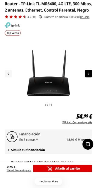 Router TP-Link Negro con Antenas