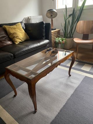 Mesa baja vintage madera y cristal