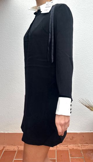 Vestido Zara Negro y Blanco Talla M