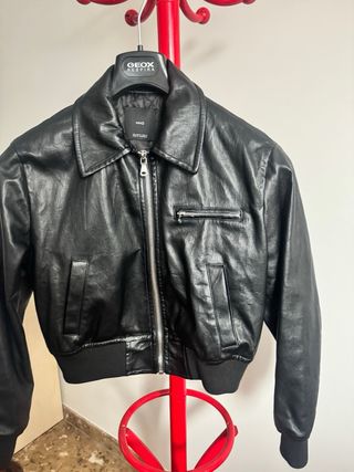 Cazadora Piel Motera Mango Talla M