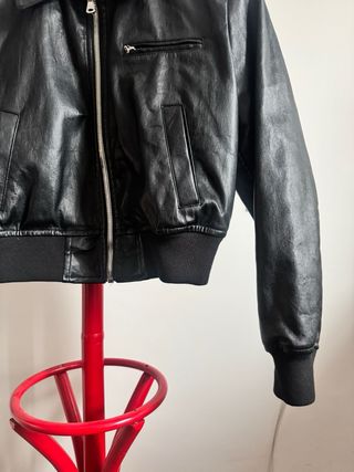 Cazadora Piel Motera Mango Talla M