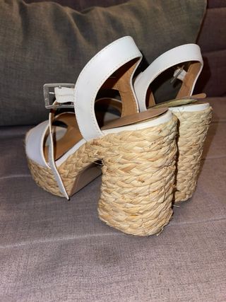 Sandalias Esparto Plataforma Bosanova Blancas