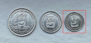 ºoO 25 céntimos 1954 - plata - Venezuela