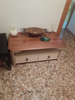 Mueble madera maciza beige y marrón