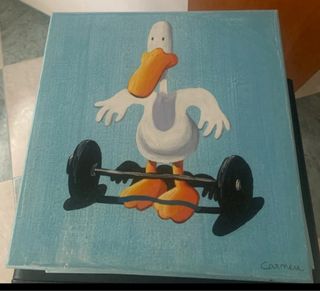 Cuadro infantil pato golf azul naranja