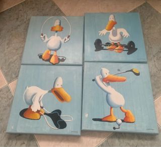 Cuadro infantil pato golf azul naranja