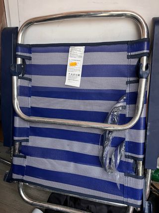 Silla de Playa Plegable Azul y Plateada