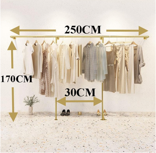 Barra Colgar Ropa Industrial Metal Dorado