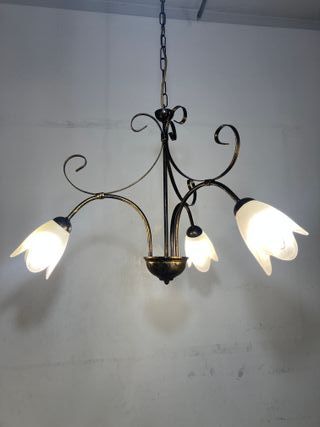 Lampadario 3 luci metallo marrone/oro