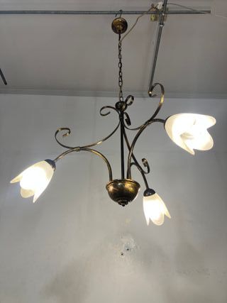 Lampadario 3 luci metallo marrone/oro