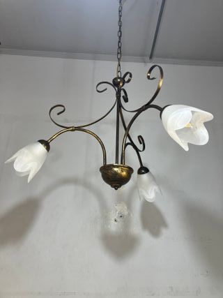 Lampadario 3 luci metallo marrone/oro