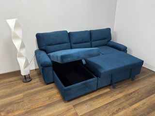 Sofá Cama Azul Terciopelo NUEVO en su Caja