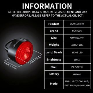 Luz LED Bicicleta Bucklos 500LM USB