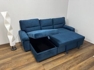 Sofá Cama Azul Terciopelo ¡NUEVO! Ideal Piso