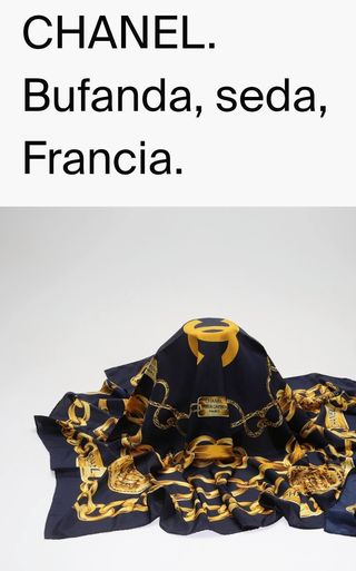 Pañuelo Seda Chanel Negro y Dorado