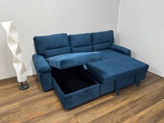 Sofá Cama de Terciopelo Azul NUEVO Invitados