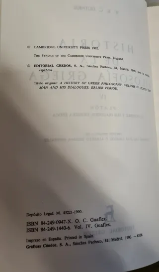 Historia de la Filosofía griega IV.  Guthrie.