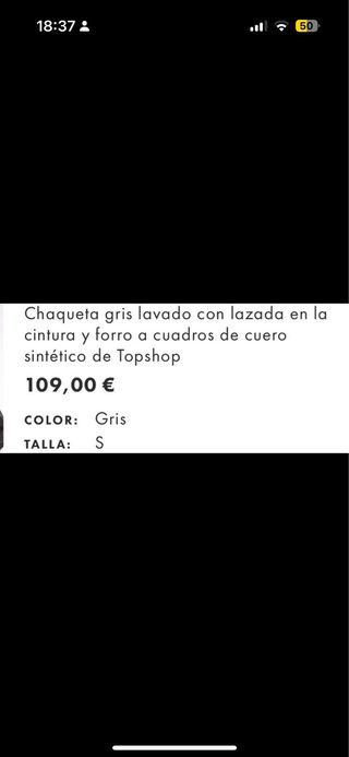 Cazadora Piel Negra Talla S