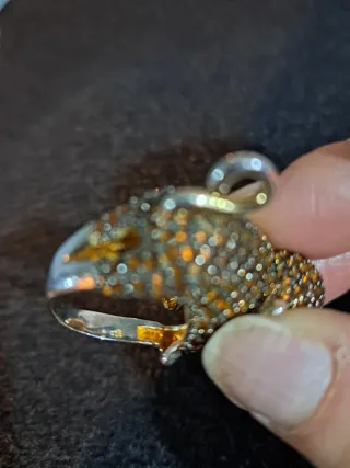 Anello Argento Scimmia Zirconi Verdi e Ambra