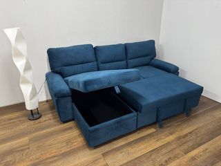 Sofá Cama Azul Estilo Terciopelo ¡NUEVO!