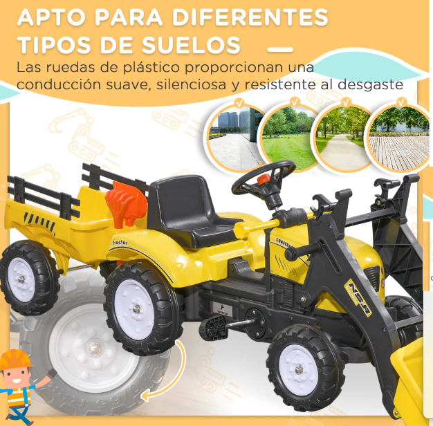 Tractor a Pedales HOMCOM Niños 3 Años