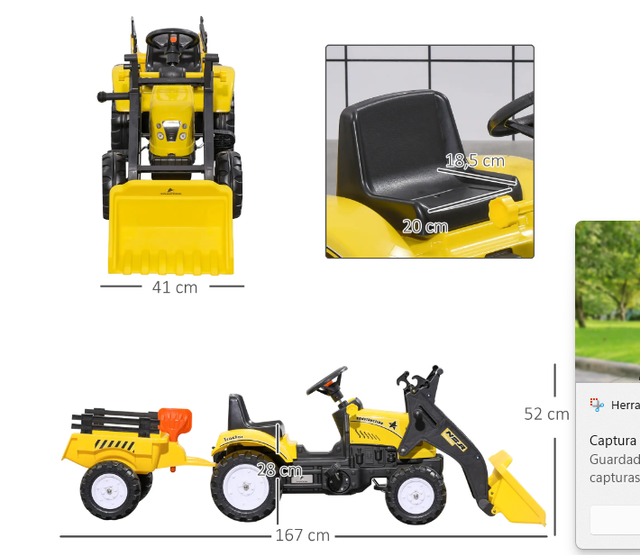 Tractor a Pedales HOMCOM Niños 3 Años