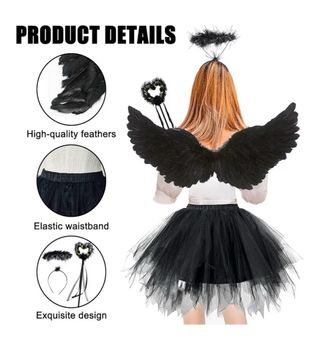 Disfraz ángel alas negras y tutú