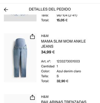Pantalón vaquero premamá H&M azul