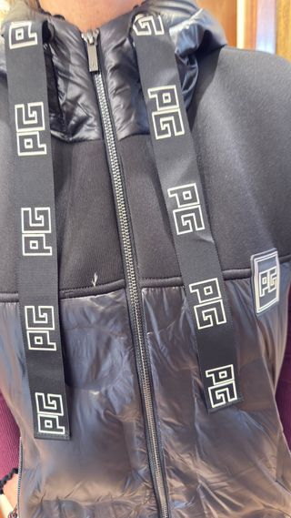 Chaleco Largo Plumas Negro