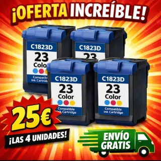Cartucho HP C1823D n°23 color (4 unidades)