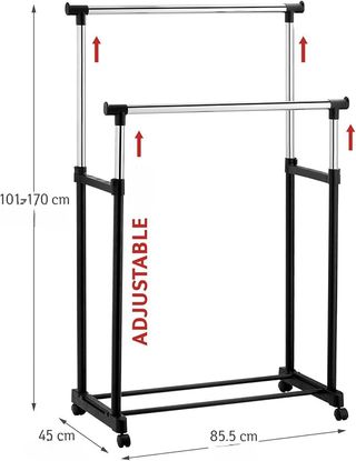 Burro Perchero Doble Regulable con Ruedas